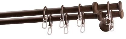 Garesa Gardinenstange Esperanca Ø 16mm, 2-läufig, Rost I Rustikale Vorhangstange inkl. Ringe + Faltenlegehaken I Mit Endknopf Kappe I Wandmontage I 240cm
