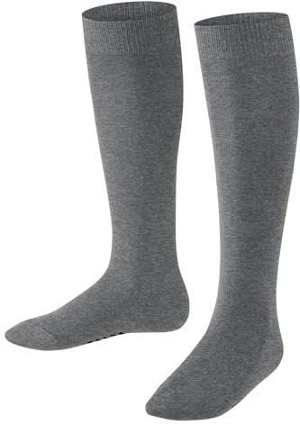 FALKE Unisex Kinder Kniestrümpfe Family K Kh nachhaltige Baumwolle lang einfarbig 1 Paar, Grau Light Grey Melange 3390, 31-34