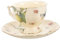 Mobestech 1ensemble Tasses À Café Céramique avec Soucoupes Tasses À Latte Vintage Motif Citron Et Fleurs Thé Après-midi Français Et Anglais Mug Confortable Et Résistant