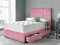 DBZ BEDS 4 FT Small Double Bed Set with 2000 Series Mattress - Pink Crushed Velvet Divan Bed Set with Versatile Storage Options – 6 Panel Headboard with Chrome Glider Feet (Small Double)