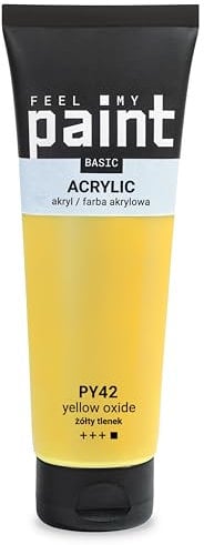 FeelMyPaint Peinture Acrylique Jaune Ocre – 120 ml couleur artistique hautement pigmentée pour toile, papier, tissu, bois, verre, céramique, métal, pierre