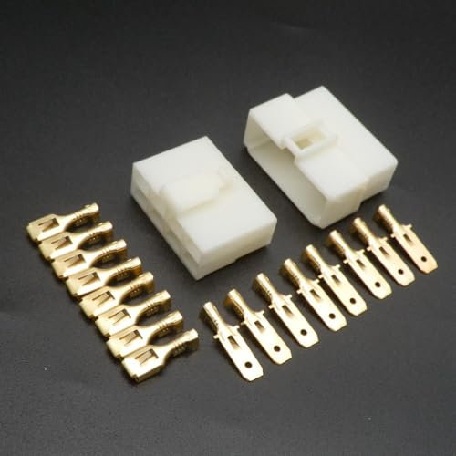 Lot de 8 connecteurs électriques à 6 broches de 6,3 mm pour voitures, motos et bateaux