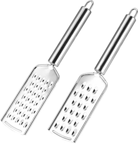 Graters for Kitchen with Handle,2 pcs Kitchen Grater, Cheese Grater Fine Grater for Kitchen with Handle and Razor Sharp Stainless Steel Blade and for Chocolate, Cheese, Carrot, Ginger, Coconut, Nuts