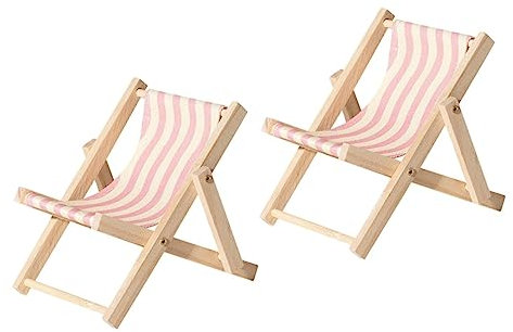 Housoutil Support De Téléphone Pour Chaise De Plage, 2 Pièces Mini Chaises De Plage Pliables En Bois Support Pour Téléphone, Support Telephone Forme De Chaise