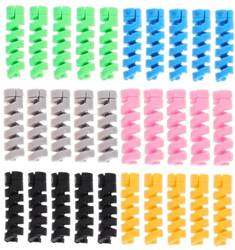 WATIIFUFU 30pcs Silicone Cable Protectors Flexible Charger Cord Saver for Data Wires Design Colors Grey Against Fraying and Breaking