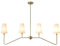 ZenithBeam Pendelleuchte Esstisch, 120Cm HäNgelampe 4-Licht Classic Linear Pendelleuchte Gold Golden Mit WeißEm Leinen Lampenschirm Lampen E14 HäNgeleuchte FüR Schlafzimmer KüChe, 160W