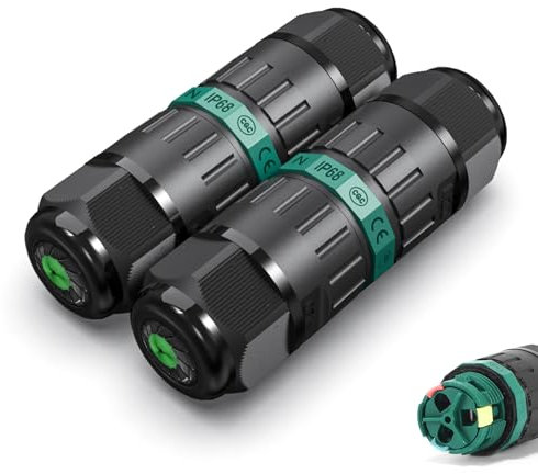 UNISOPH 𝐈𝐏𝟔𝟖 𝐖𝐚𝐭𝐞𝐫𝐩𝐫𝐨𝐨𝐟 𝐂𝐚𝐛𝐥𝐞 𝐂𝐨𝐧𝐧𝐞𝐜𝐭𝐨𝐫, Waterproof Electrical Connector, 2 Way Waterproof Cable Connector Outdoor, Cable Connectors for Cable Diameter Ø5mm-9mm(Pack of 2)