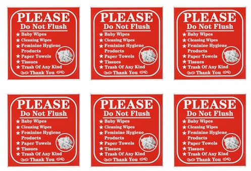 PATIKIL Panneaux Autocollants Please Do Not Flush, Lot de 6, 152 x 152 cm, pour Avertissement de Toilettes de Salle de Bain