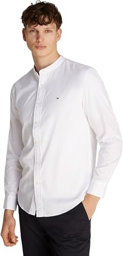 Tommy Hilfiger Chemise Homme Flex Poplin Solid Mao Regular Fit, Blanc (White), XXL