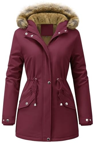 UMIPUBO Cappotto Giubbotto Donna Invernale Parka Giacca Caldo Cappotti Imbottita con Cappuccio Rimovibile Antivento Media Lugghezza Impermeabile Giubbino in pile Outdoor