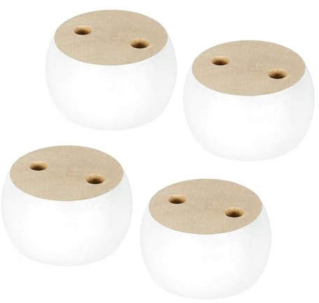 sourcing map Lot de 4 pieds de meubles en bois massif de 4 cm pour canapé, armoire, ottoman, blanc