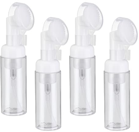 QUARKZMAN 4pz Distributore di Sapone Schiumogeno Vuoto, 2oz / 60ml Flacone Schiuma Detergente Viso Bottiglie da Viaggio con Spazzola per Sapone Liquido Shampoo Gel Doccia, Trasparente