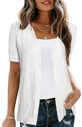 Totatuit Boléro Femme avec boutons Chic et Élégant Haut Court Manches Robe Veste Gilet Veste Festive Femme Traditionnel Court Cardigan pour Mariage Top et Haut de Veste Robe Tenues Blanc，M