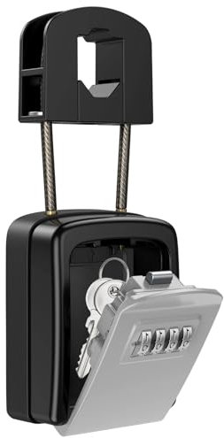 AMHSNIJI Schlüsseltresor 4-stelliger Schlüsselkasten zur Wandmontage, wasserdichter Schlüsselkasten mit abnehmbarem Bügel for drinnen und draußen