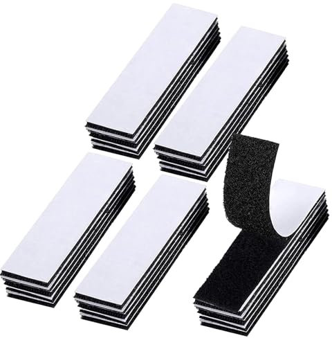 25 Stück Klettverschlüsse, extra starke doppelseitige Klebepads, Wandaufhängestreifen, abnehmbare nagellose Bildaufhängestreifen für Wände, Böden, Kunststoff, Glas, Metall (3 x 10 cm, schwarz)