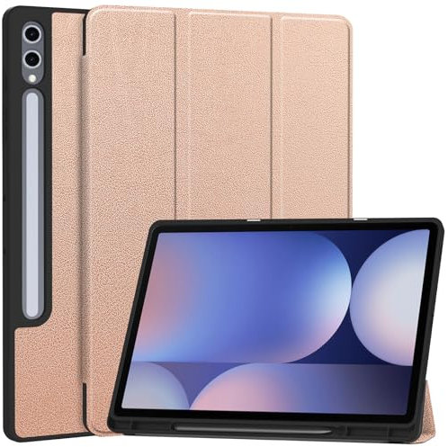 Haofun Funda Compatible con Samsung Galaxy Tab S10 Plus/S9 Plus/S9 FE Plus, Cover Magnética con Soporte Multiángulo, Mate Ultra Delgada Case Carcasa con Auto Despertador/Sueño (Oro Rosa)