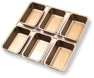 Gurlideo 6 moldes de pan pequeños antiadherentes para brownie para pan, pasteles, postres, magdalenas, pequeños moldes de acero al carbono