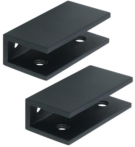 Mooche 2Pcs Glass Shelf Bracket, Adjustable Shower Glass Clamps, SUS304 Stainless Steels 6-10MM Glass Shelf Supports for Bathroom Toilet Kitchen Living Room Black