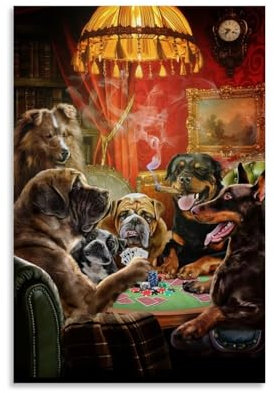 HMNANGDE Dog Playing Poker Game Poster Dekorative Malerei Leinwand Wandkunst Wohnzimmer Poster Schlafzimmer Malerei,Wandkunst Bilddruck Moderne Familienzimmer Dekor 08x12inch(20x30cm)