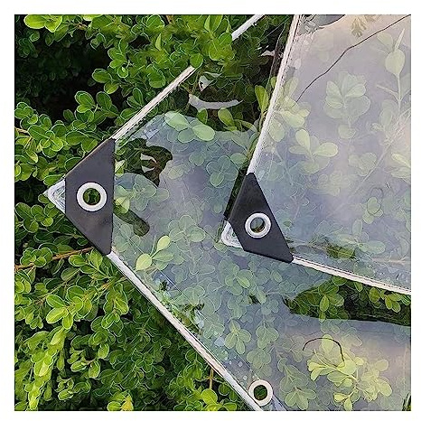 RAUMPA Transparente Plane mit Ösen 4x4m, Durchsichtig Wasserdicht Abdeckplane – PVC Regenschutz Windschutz Wetterfest Tarp für Balkon Terrasse Wintergarten Garten Außenbereich Outdoor Pavillon Vorhang