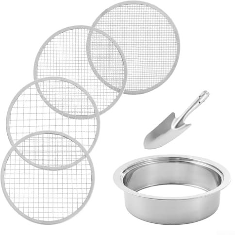 Tamis de terreau en acier inoxydable avec 4 filtres et pelle