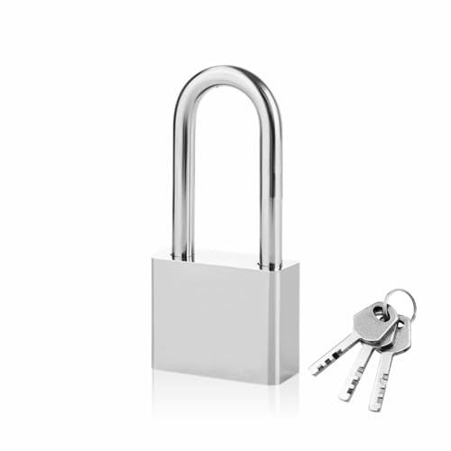 Nickel Plate Finish 40MM Long Shackle Padlock with 3 Keys Used for Anti-Corrosion Warehouse, Container, Garage, Shutter, Storage Units, Sheds, Garages, Fences 1PC
