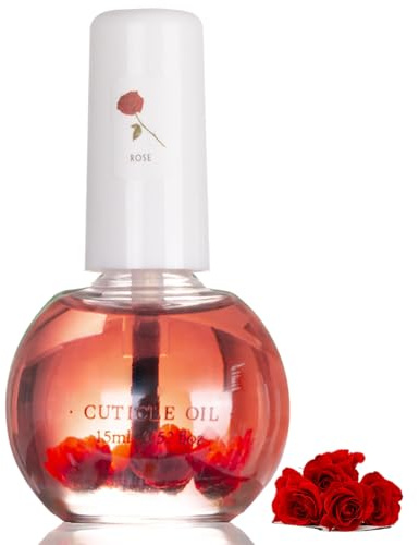 Cuticle Oil, Nail Oil Rose Cuticle Oil with Real Flowers - 15 ML Moisturizing Nail Treatment for Dry Nails - Strengthens, Repairs, and Revitalizes Cuticles