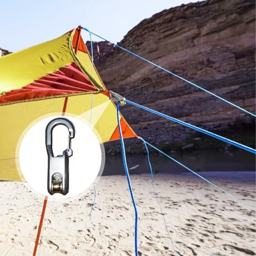 Wizoowip Rope Roller Cam Lock Tensioner, Cord And Rope Tightening Tool, Cable Puller Tool with Accessory Cord, Carry Case Ropes Cam Knot Tying Tool for Outdoor, Camping & Boating 6 Pack