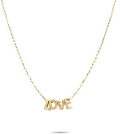 Echtzeit Halskette Love Letters - glänzender Edelstahl - wasserfester & hautfreundlicher Schmuck - verstellbare Kette mit Buchstaben - Geschenk für Damen