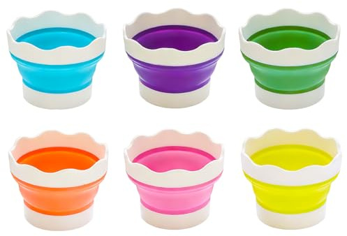 ZXBBTZ Gobelet Pliable, 6 Tasses Gobelet Reutilisable Aquarelle, Acrylique Tasse Pliable Tasse Camping Seau Retractable Seau Pliable pour Atelier d'artiste Bassine Pliable