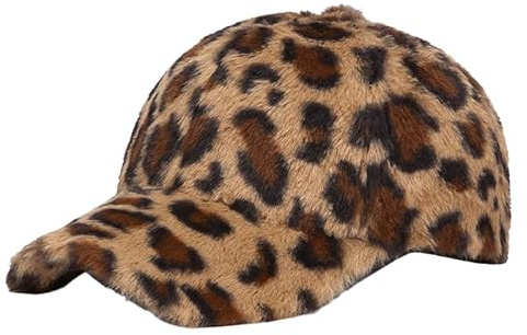 fdsmall Frauen Winter Leopard Baseball Cap Winter Leopard Newsboy Hut Faux Pelz Plüsch Thermal Hut für Frauen