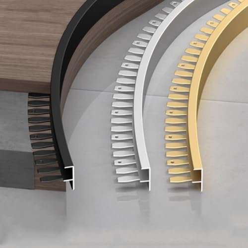 Biegbare Aluminium-Boden-Übergangsstreifen, 3 Stück, für Vinyl-Fliesen, Schrank, Laminatboden (schwarz, 1,3 x 90 cm)