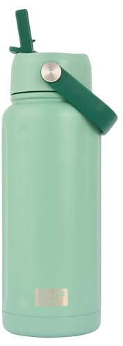 Polar Gear 740ml Insulated Water Bottle with Straw Double Wall - Green | stainless steel bottle, cold up to 24h, leakproof design, flip straw, flexible carry handle, scratch-resistant finish