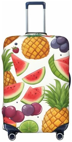 Tianbamxgdp Fresh Juicy Fruits Reisegepäck-Abdeckung, Ananas, Beeren, Trauben, Orange, waschbarer Koffer-Schutz, passend für 45,7 - 81,3 cm große Koffer, Schwarz, X-Large