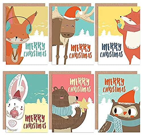 Wee Blue Coo Christmas Cards x6 Cute Baby Winter Animals Kids Set (6 Designs)