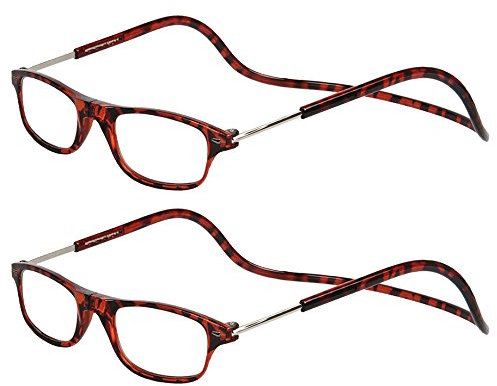 TBOC Pack: Lesebrille Lesehilfe für Herren Damen – (Zwei Einheiten) Dioptrien +2.00 Braun Schildpatt Fassung Stärke PC Handy Faltbar Frau Mann Magnetverschluss Clip Alterssichtigkeit Presbyopie