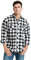 JEETOO Homme Chemise à Carreaux Manche Longue Casual Slim Fit en Flanelle（X-Large,Blanc Noir）