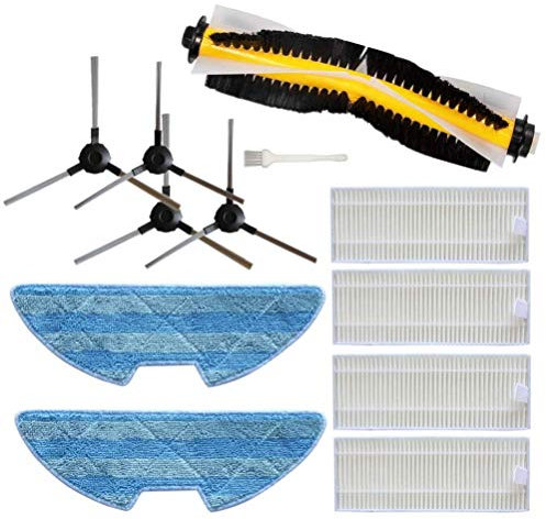 Sweet D Ersatzteile kompatibel mit Proscenic VSLAM 811GB/911SE, Zubehör, 1 Hauptbürste, 4 Seitenbürsten, 4 Hochleistungsfilter, 2 Mikrofaser-Reinigungstuch