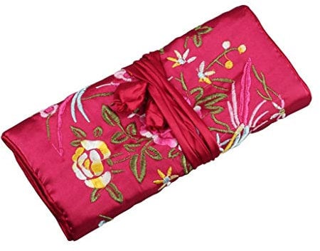 Gjyia Orientalische Seiden-Schmuckrolle, Schmuckbeutel, Organizer, Reise-Aufbewahrungsbox