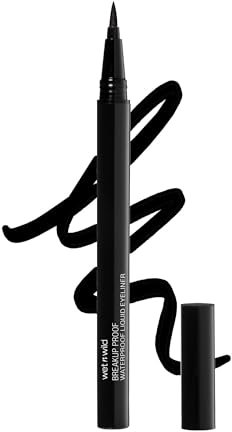 Wet n Wild Mega Last Breakup Proof Liquid Eyeliner, Schwarzer Eyeliner-Stift, Wasserfest, Schnelltrocknend, Wischfest, 16h Tragezeit, Ultra Black