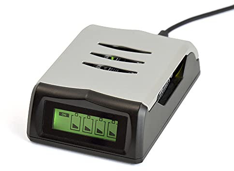 LLOYTRON Smart USB Powered Battery Charger for NiMh AA / AAA Rechargable Batteries with LCD Display / 1 Hour Fast Charge / Charge 1 - 4 Batteries at Once - B1527 - Silver