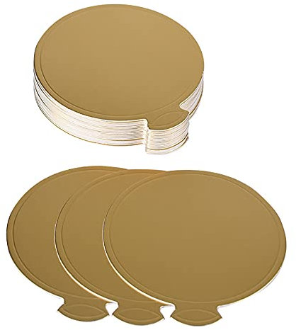 ANCLLO 100 piezas redondas de cartón dorado para mousse, base para tartas, platos de postre, cartón circular, para magdalenas, postres