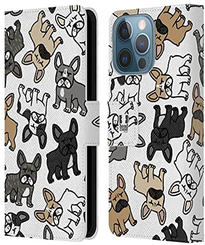 Head Case Designs Bulldog Francese Razze di Cani Pattern Custodia Cover in Pelle a Portafoglio Compatibile con Apple iPhone 13 PRO