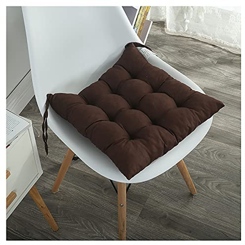 Sitzkissen Stuhlkissen kariert Kissen Sitzpolster Garten Auflage - 40 x 40 cm - 5 cm Sitzauflage Mit Riemen für Stühle in Haus und Garten Kollektion - Mehrfarbig-Braun 40x40x5cm(15.7x15.7x2in)