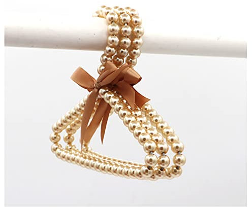 Egurs Kleiderbügel mit Perlen und Schleife Bunte Perlenkleiderbügel 2 Stück, Gold 30cm