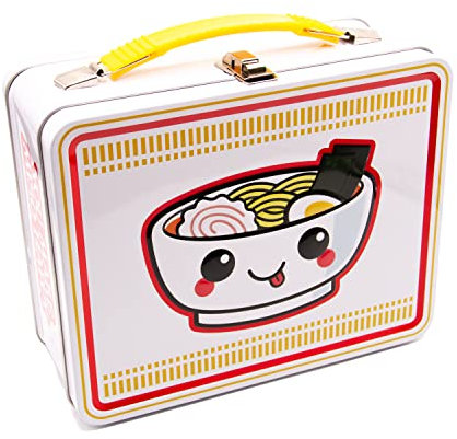 AQUARIUS Ramen Large Fun Box - Do It Yourself Style - Easy to Decorate - Sturdy Tin Storage Box with Plastic Handle & Embossed Front Cover