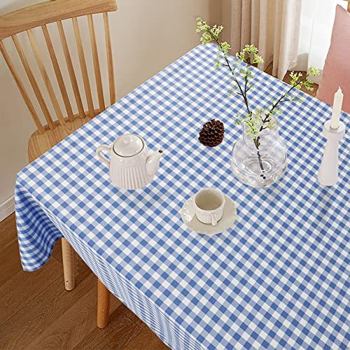 ShinyBeauty Buffalo Check Tischdecke, Blau, 142 x 142 cm, Gingham-Tischdecke, Baumwolle, kariert, Tischdecke, Gitter-Tischdecke, Küche, Esszimmer, Restaurant, Dekoration, blau Karierte Tischdecke,