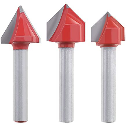3-teiliges V-Nut-Fräser-Set 90° 60° Gravierschneider mit 6 mm Schaft Holzbearbeitung Schnitzen Schneiden Schneiden Werkzeug für Holzbearbeitung Trimmen Schlitz Verfeinern Holzprojekte