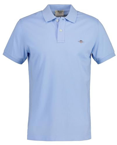 GANT Men's Slim Shield SS Pique Polo, Capri Blue, L