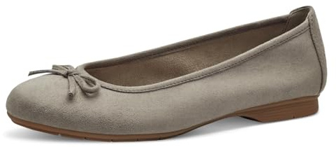 Jana Damen Ballerinas mit Schleife Vegan, Stone, 42